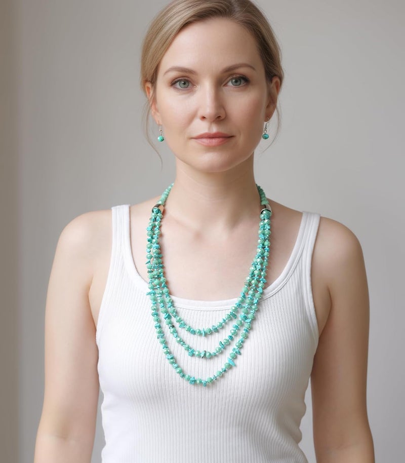 Errally Store Layered Beaded Statement Necklace Multi Strand Crystal Beads Collar Necklace and Earring Sets for Women Fashion Costume Jewelry Set Gifts for Her - Image 4